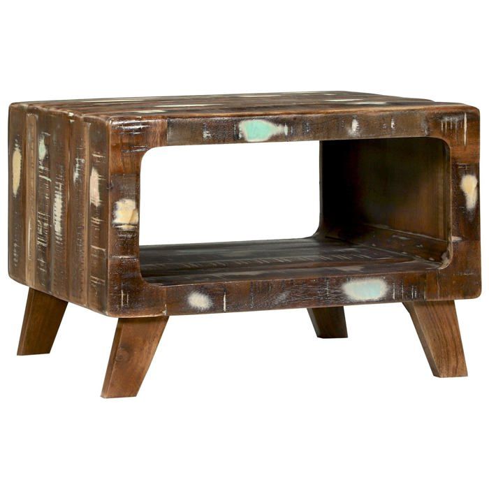 Table basse en bois recyclé - vidaXL - 50x50x35 cm - Multicolore - Bois recyclé solide - Rangement pratique