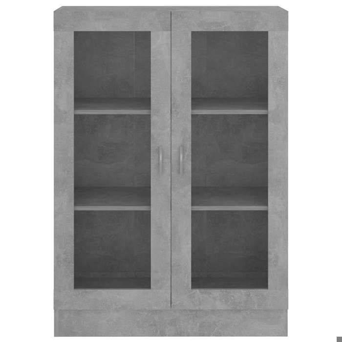 Bibliothèque SOLOMOON CHIC Armoire à vitrine - Meuble de salon - Gris béton 82 5x30 5x115 cm Bois dingénierie BB184