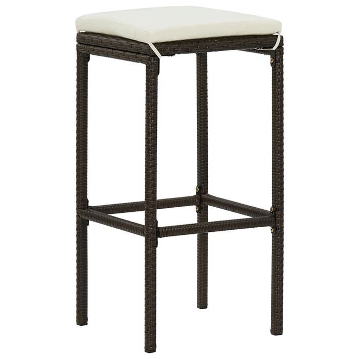 NEUF 2026 CHIC Chaises de bar SWEETY Tabourets HAUTE avec coussins Set de 2 marron résine tressée 38x38x76 cm CCC1388