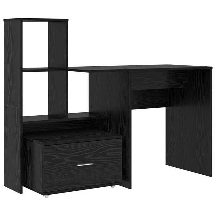 Bureau moderne avec rangement - CLARENCE - Chêne noir - 131 5x50x106 5 cm - Bois dingénierie - Avec tiroir