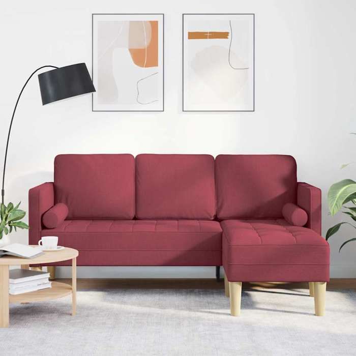 NEW 2026 Ensemble de Canapés - 1 Sofa-set - moderne - avec coussin Bordeaux Polyester 173x131x67 cm L1702