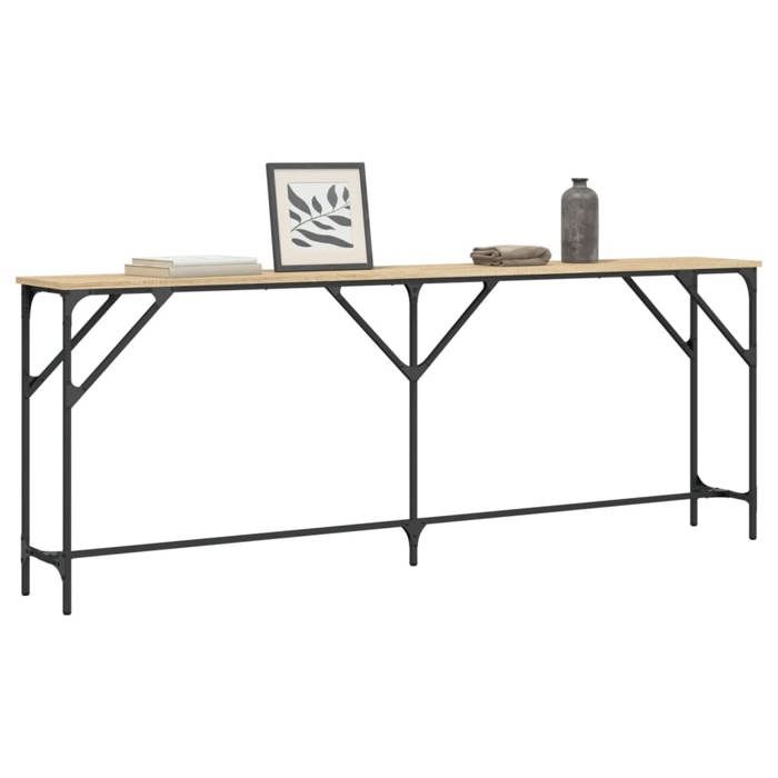 (SOLDES Janvier）Table dEntrée Bout de Canapé Noir Meuble console avec étagères noir 100x35x75 cm 03_96969072