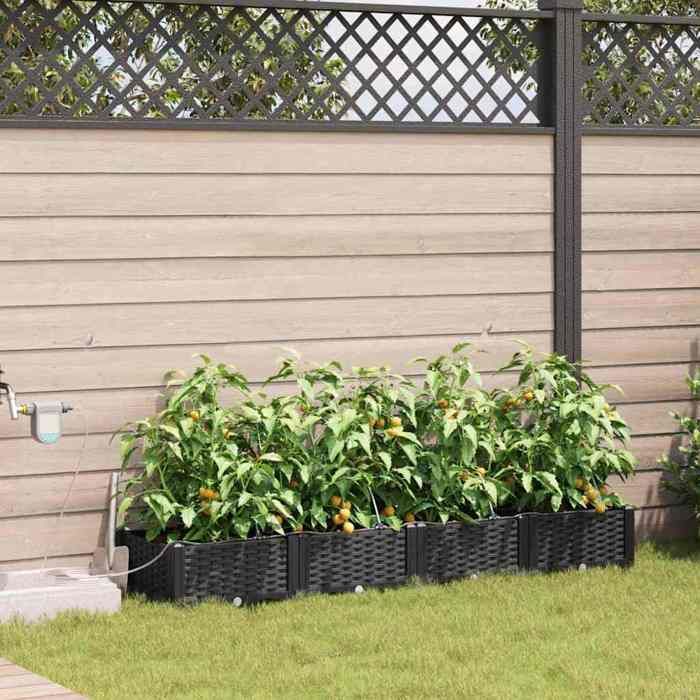 vidaXL Jardinières avec système d'irrigation d'eau 4 pcs - vue 2