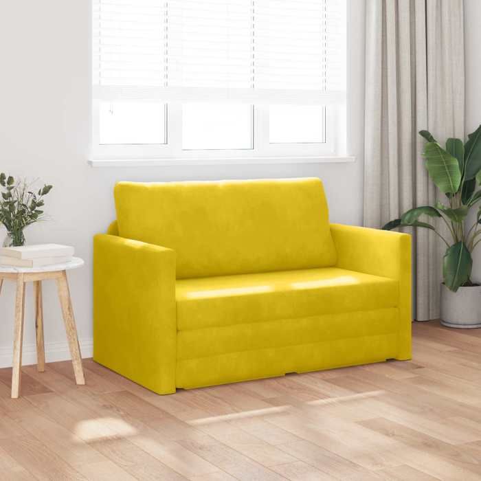velours CANAPE CONVERTIBLE - SHIELDPRO® - Canapé-lit - 110cm Jaune tournesol 805256