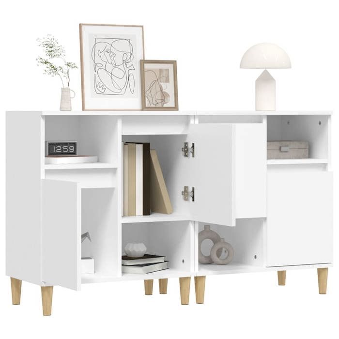 Promo printempsBuffets （2 pcs）- SHELD - Commode à tiroirs/MEUBLE BAS - blanc 60x35x70cm bois dingénierie M2301463