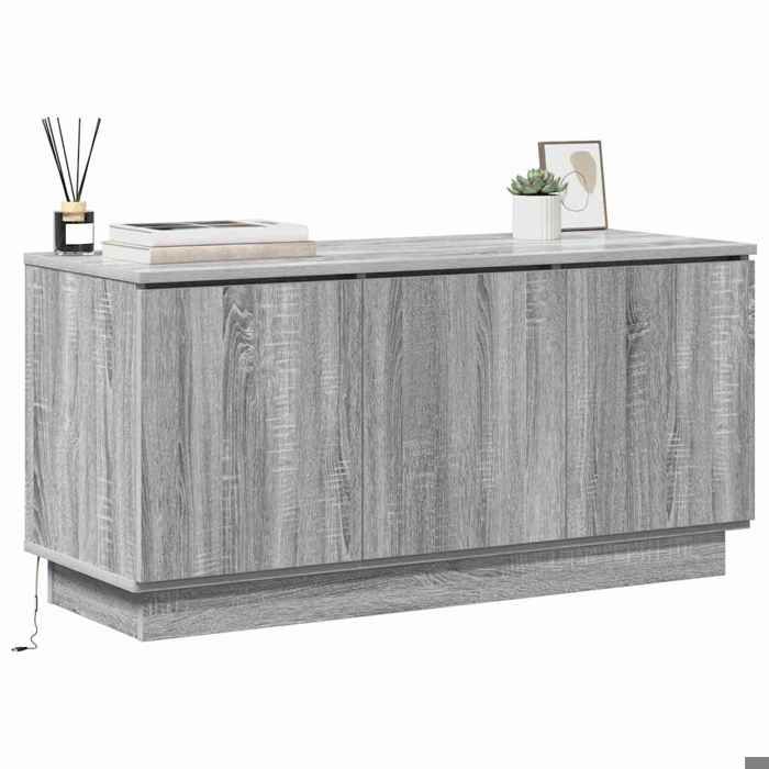 CHIC Gris Meuble TV Moderne - ZENCORE - MEUBLE DE SEJOUR - Cabinet TV - Gris Sonoma 100x38x49cm - Bois dingénierie 9592