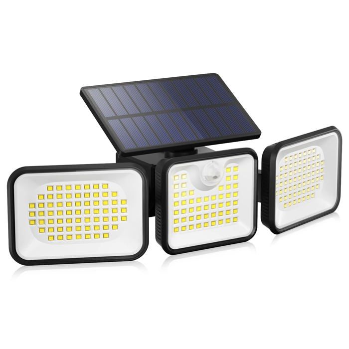 Lampe solaire murale extérieure - CACTOSE - 180 LED super-lumineuses - Détecteur de mouvement - 3 modes déclairage