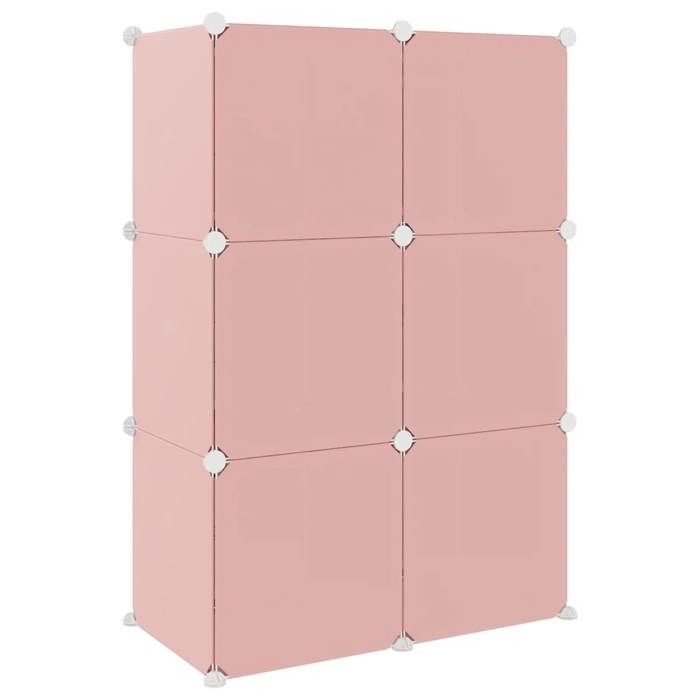 Armoire de rangement pour enfants avec 6 cubes Rose PP_2 ans garantie_55151