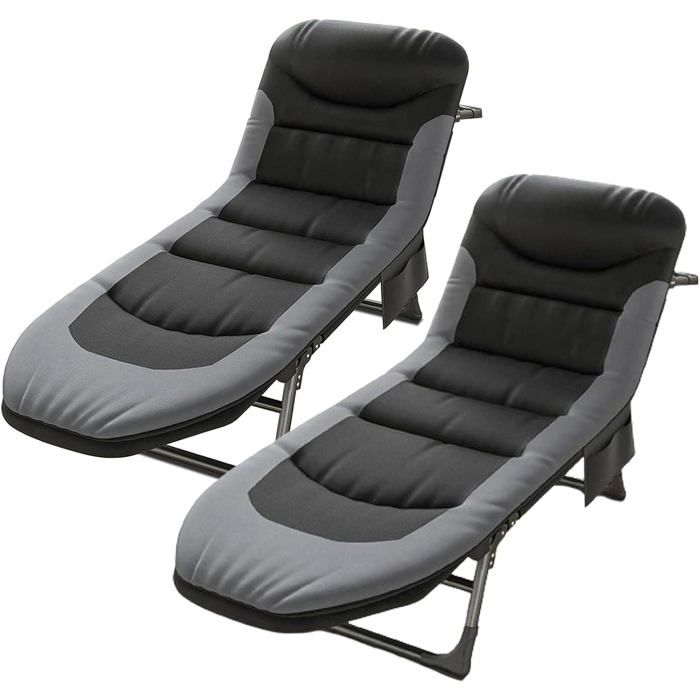 Transat Pliable 6 Dossiers Réglables Aluminium 160 kg Lot de 2 - Chaise Longue Jardin Balcon Camping Patio