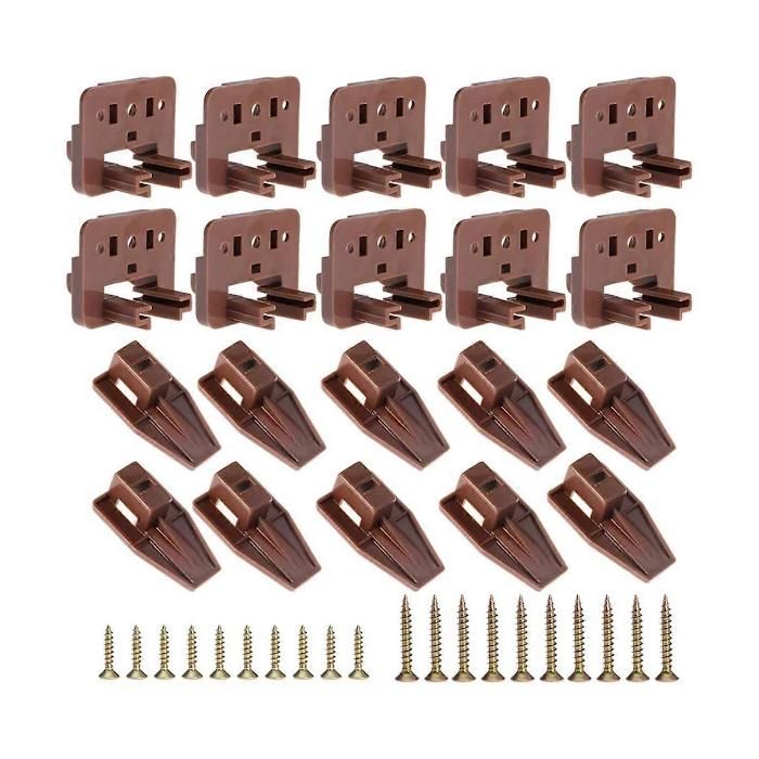 Lot de 10 guides de tiroir à montage central glissières de remplacement en plastique pour commode et table de chevet