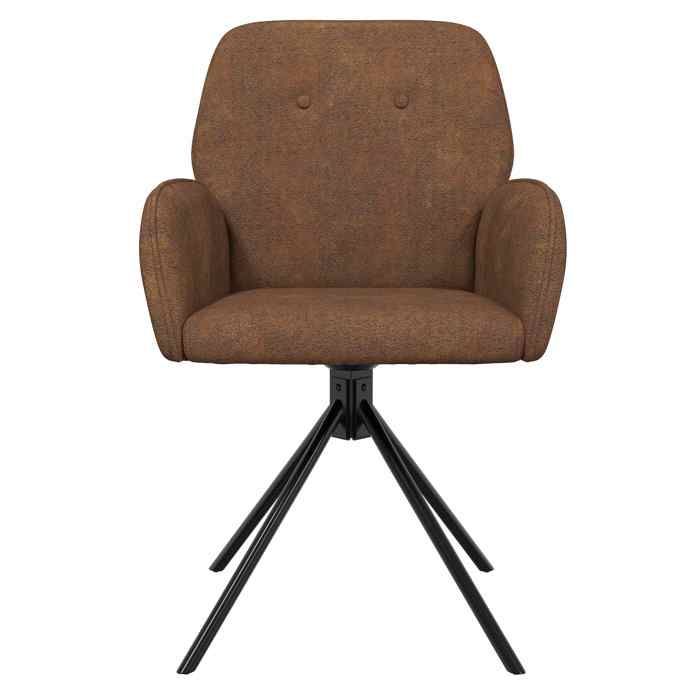 Fauteuil/Chaise - NANAS - Moderne Chaises de salle à manger pivotantes 2 pc Simili daim Marron（3410)