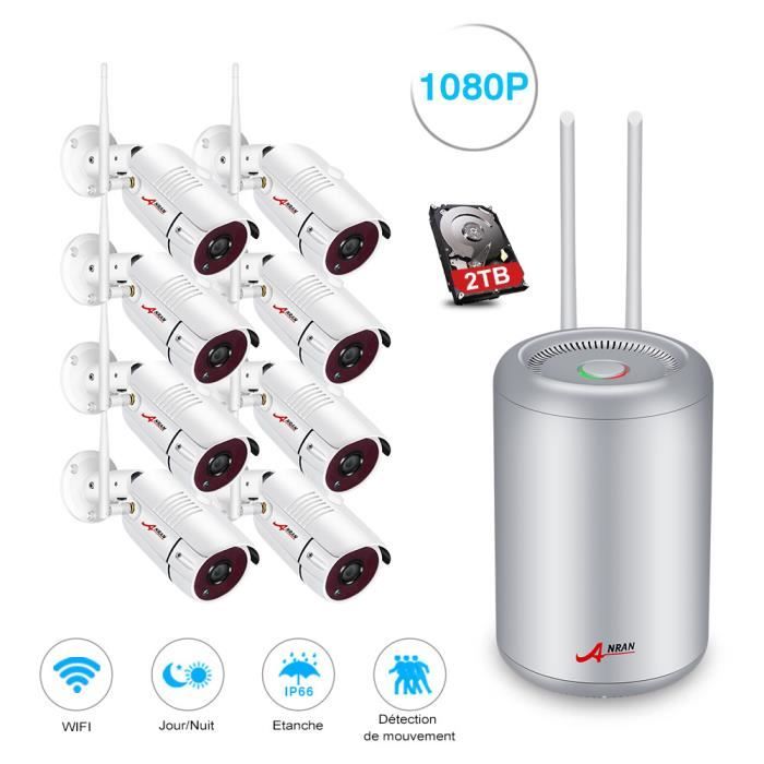 ANRAN HD 1080p Kit Caméra de Surveillance sans fil 8CH NVR Wireless