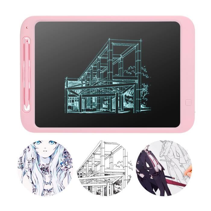 Tablette D'Écriture LCD 12 Pouces Réutilisable - Doodle Effaçable Avec Stylo Et Étui PU