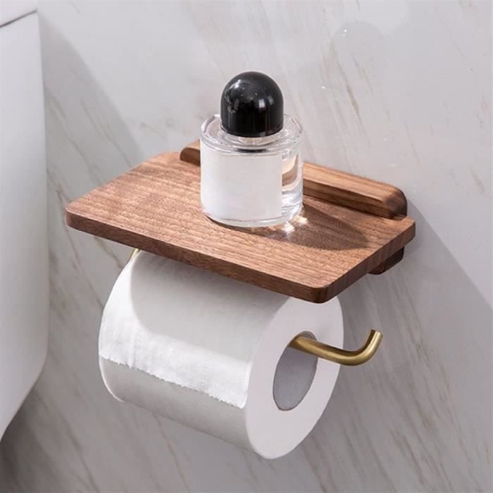 Porte-papier toilette noir mat avec étagère design peu encombrant facile à  in