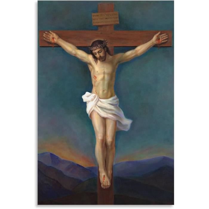 Peinture Murale Baroque Jésus-Christ Avec Cadre - 56x46 Cm - Reproduction Signée