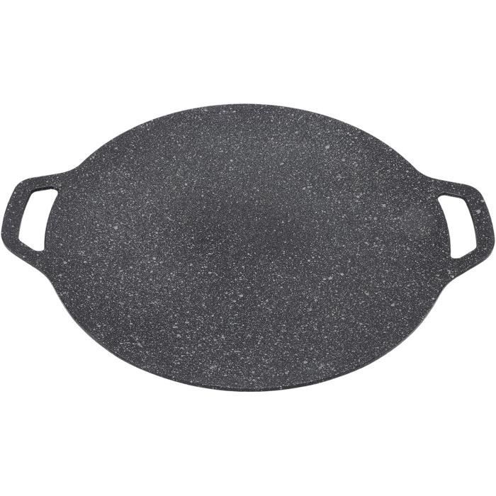 Poêle à Frire En Fonte Ronde 31 Cm - Pré-enduite - Pour Crêpes, Pizza, Pain - Deux Poignées - Diffusion Uniforme De La Chaleur