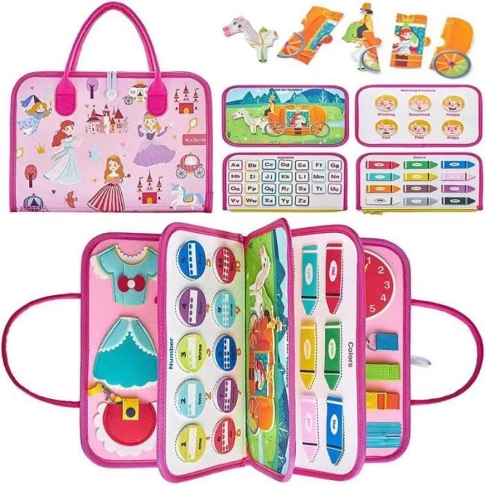 Busy Board - Montessori - Jouet dActivité - Feutre - 1 à 4 Ans - Éducatif