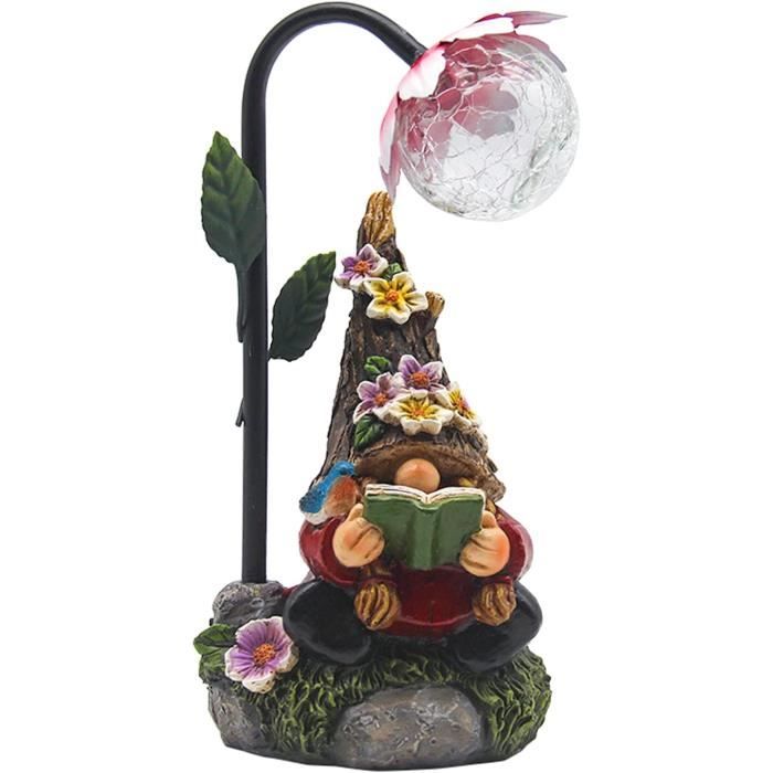 Statue De Jardin Solaire Chien Avec Lanterne LED - Décoration Extérieure Résistante Aux Intempéries, 16x16x19 Cm