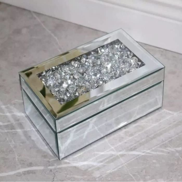 Boîte à Bijoux Transparente En Verre - Couvercle Clair - Présentation Pour Pierres Précieuses, Miniatures Et Collections - Argenté 4.5x4.5x1.7 Cm
