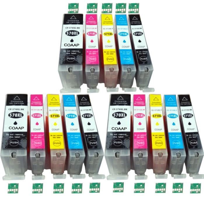 Pour Canon PGI 570 XL / CLI 571 XL (1 sets de 5 cartouches) + la