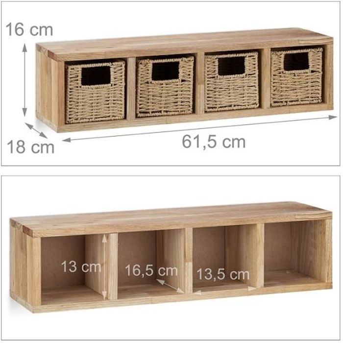 Boîte à clés murale bois 24 cm, Paniers / Boîtes de rangement