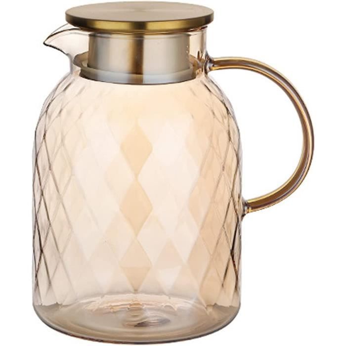 Carafe En Verre Borosilicate 1,8 L Ecooe - Avec Couvercle Inox Et Bec Verseur Intégré - Pour Eau Chaude/froide, Thé, Lait - Design élégant, Facile à Nettoyer
