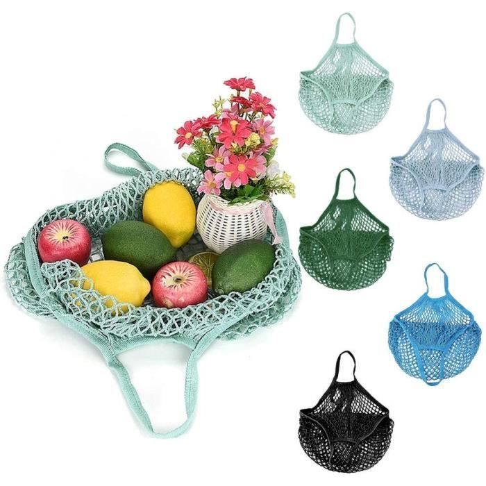 Filet De Course Fruits 5 PCS Filet de Courses en Coton et Lin 40 * 35 cm Portables Sac Filet ...