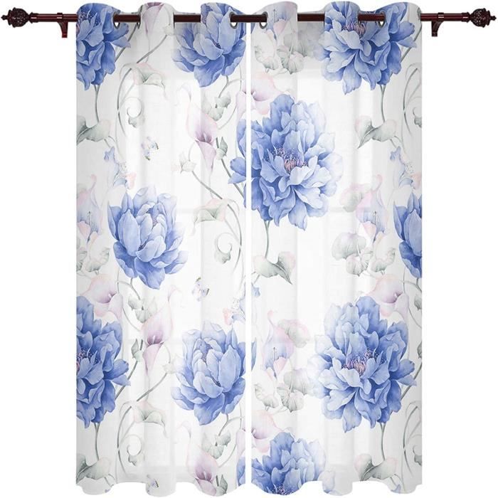 Rideaux Occultants Enfant Lot De 2 - Motif Fille Fleurs Papillon 3D, 170x200 Cm - Polyester, Oeillets 4 Cm - Chambre Enfant