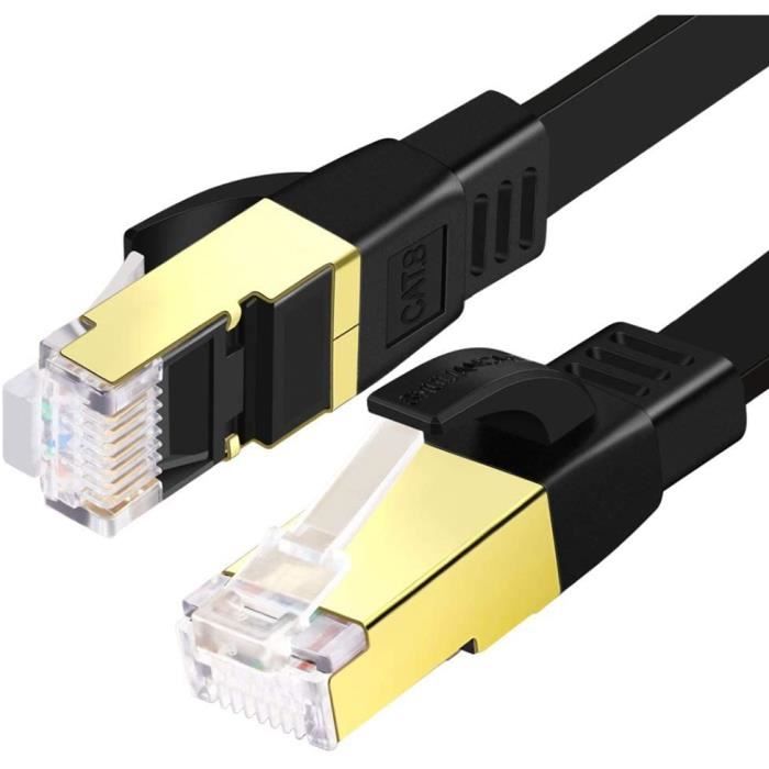 AJWCat 8 Plat Câble Câble Réseau LAN Gigabit RJ45 40Gbps