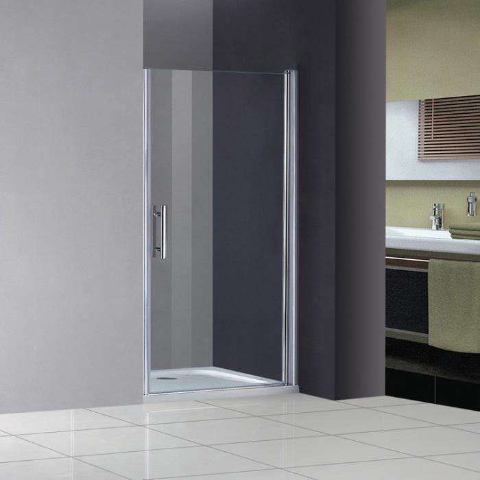 Porte de douche pivotante 100x195cm verre anticalcaire installation en niche