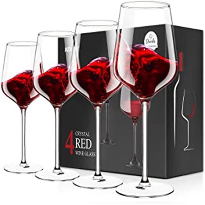 idéal pour la famille et les amis WJSX Lot de 4 verres à vin rouge soufflé à la main avec verre à vin sans plomb et sans plomb 