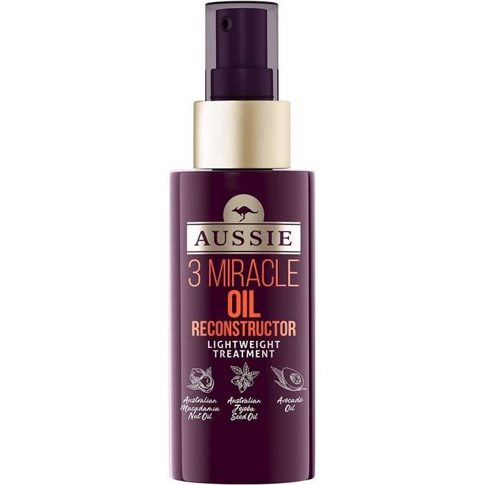 Soins des cheveux Aussie 3 Miracle Huile Capillaire Reconstructor, Soin Ultra Léger, Pour