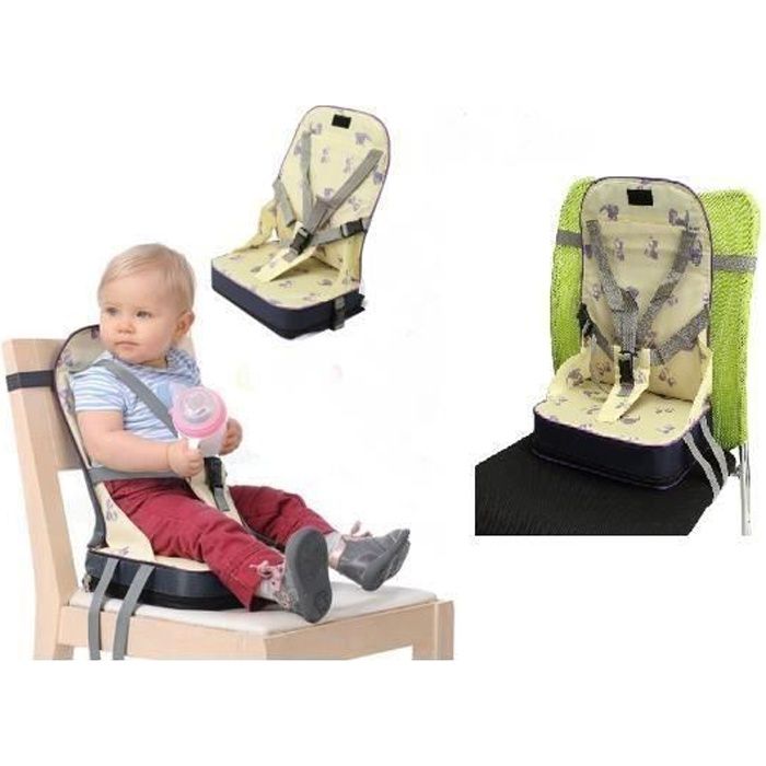 Portable Enfant Réglable Stockage Voyage Chaise Haute Coussin Bébé  Réhausseurs Pliable Harnais Enfant Les Rehausseurs + 5-Point Harnais  Sécurité Chaise Voyage(Jaune)