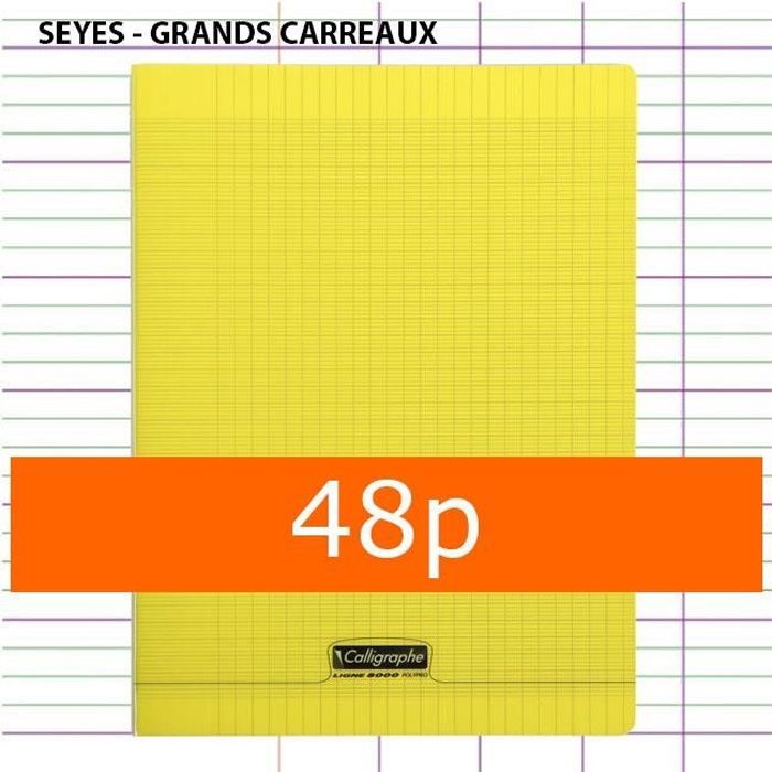 Cahier - 24x32(cm) - Grands carreaux - 48 pages - couverture en polypro -  sans spirale - Clairefontaine - Beaux-arts