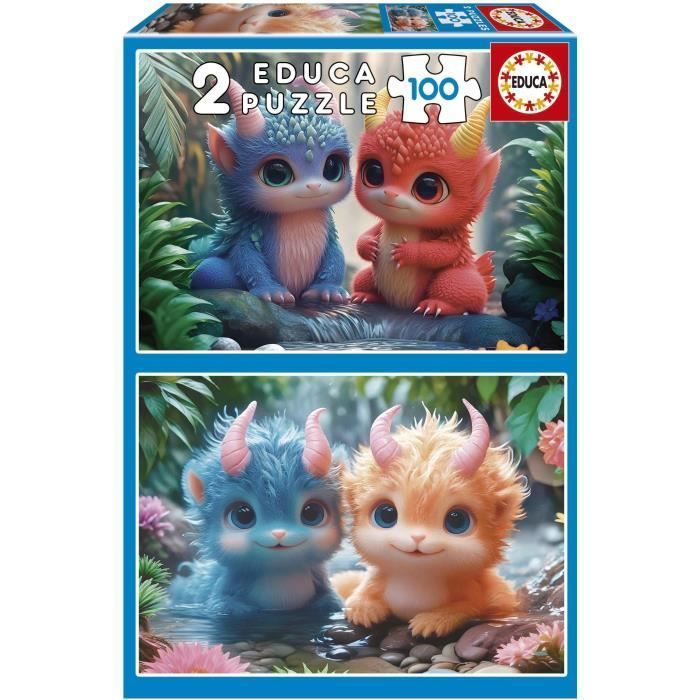 Puzzle EDUCA Monstres Mignons 2 x 100 pièces Pour enfants dès Thème dessins animés