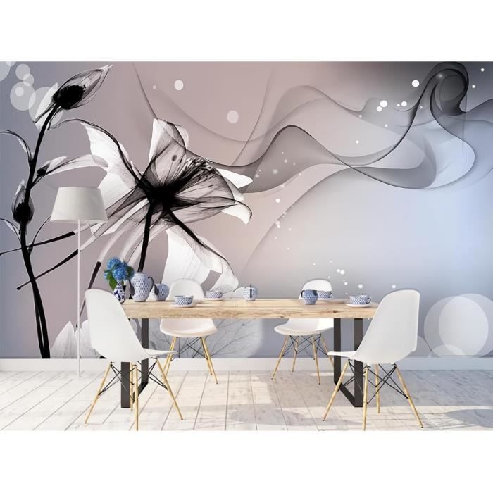 Papier Peint Panoramique 3D L'Art Noir Et Blanc Moderne Fleurit Beau ...