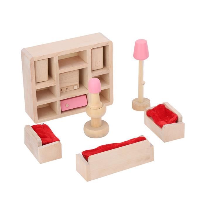 Ensemble Meubles En Bois Chambre D'Enfant 1:12 - Simulation Réaliste Pour Maison De Poupée
