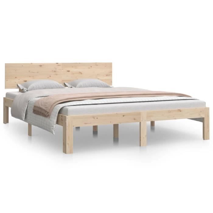 Cadre de lit 140x190 cm Bois de pin massif A821437 Nouvelle Arrivee