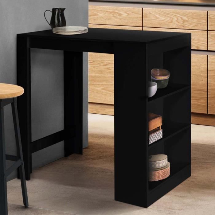 Table De Bar AMERI 2 Personnes – Bois Et Blanc Avec Placard Et Range-Bouteilles, 100x48x103 Cm