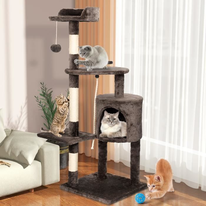 Comparer les prix de JAJALUYA Arbre Chat Marron 60*40*112cm, Table d'appoint, Tapis à gratter