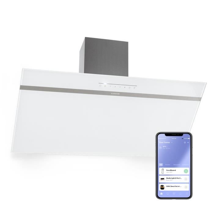 Ava 90 Hotte D'aspiration 90 Cm Hotte Murale Wifi A++ 515 M&sup3;/h Tactile