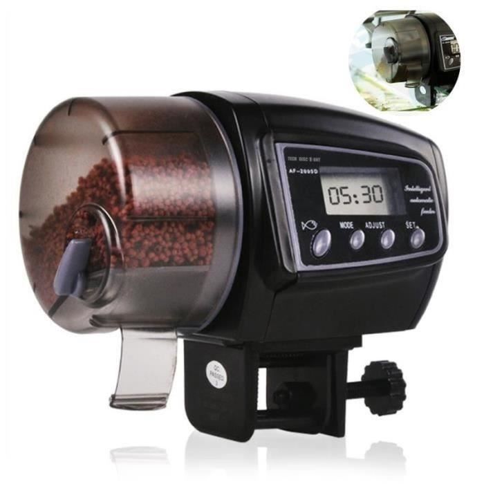 Meilleurs prix pour Distributeur automatique de nourriture pour poisson - LECHEO - Noir - Capacité 3080g - Alimentation piles