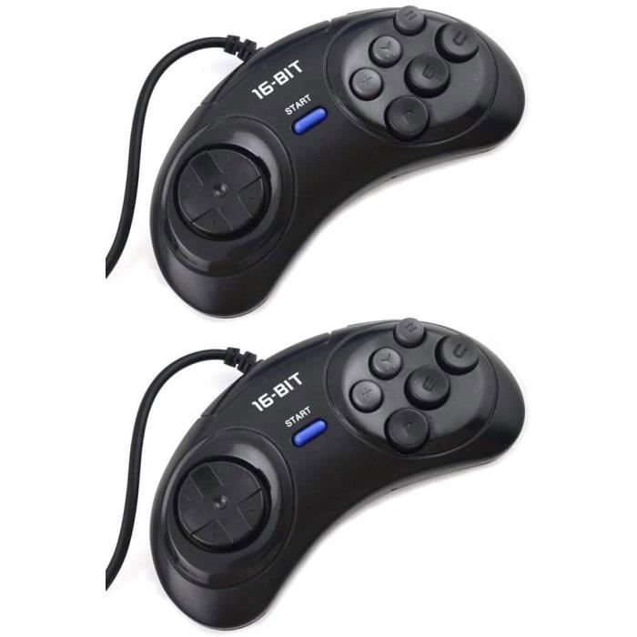Link e : 2 X Manette Gamepad Joystick 6 Boutons Compatible avec Console de Jeu SEGA Megadrive Genesis Master System