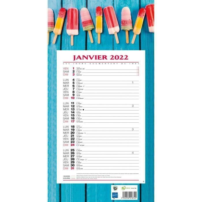 Bouchut Ambiance - Calendrier de bloc mensuel à feuillets - 19 x 36 cm