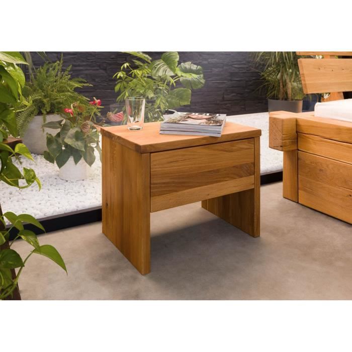 Table de nuit - Bois de chêne sauvage huilé - Design rustique - JANGALI #719 Table de nuit - Bois de chêne sauvage huilé - Design rustique - JANGALI #719