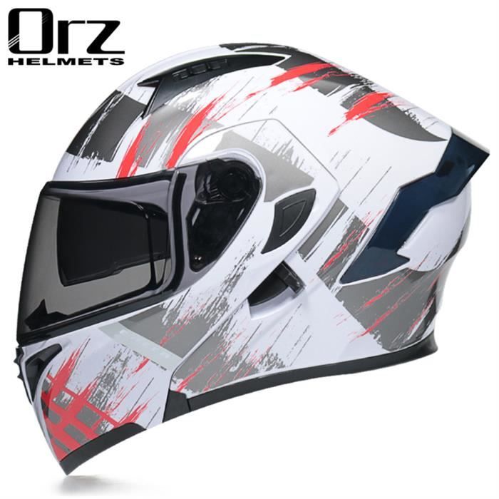JIEKAI Casque de moto intégral modulaire à double visière rabattable
