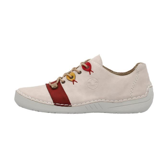 Rieker Basket Cuir Rieker - Femme - Rose - Lacets - RIEKER - Plat