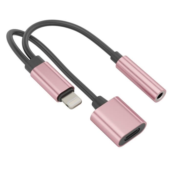 Adaptateur 2en1 Audio Lightning avec Jack 3.5mm, pour iPhone, iPad