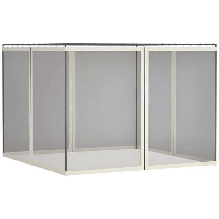 Moustiquaires pour tonnelle de jardin barnum pavillon - Outsunny - 3 x 4 m - lot de 4 moustiquaires zippées - crochets dattaches