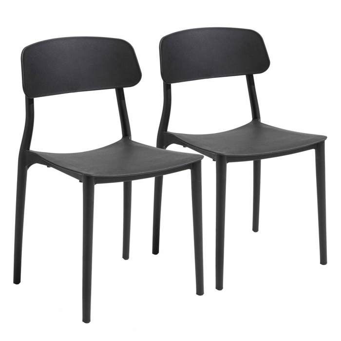 Lot de deux chaises en polypropylène noir Sofia - Oviala